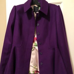 Purple Ted Baker Peplum Wool Coat